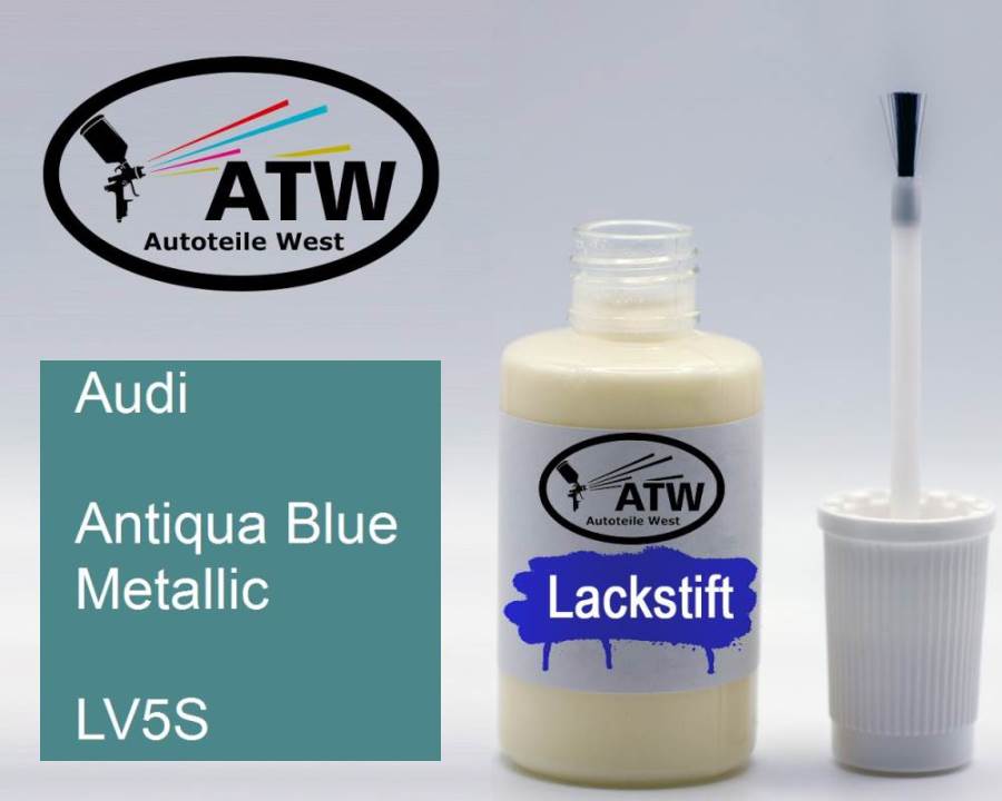 Audi, Antiqua Blue Metallic, LV5S: 20ml Lackstift, von ATW Autoteile West.